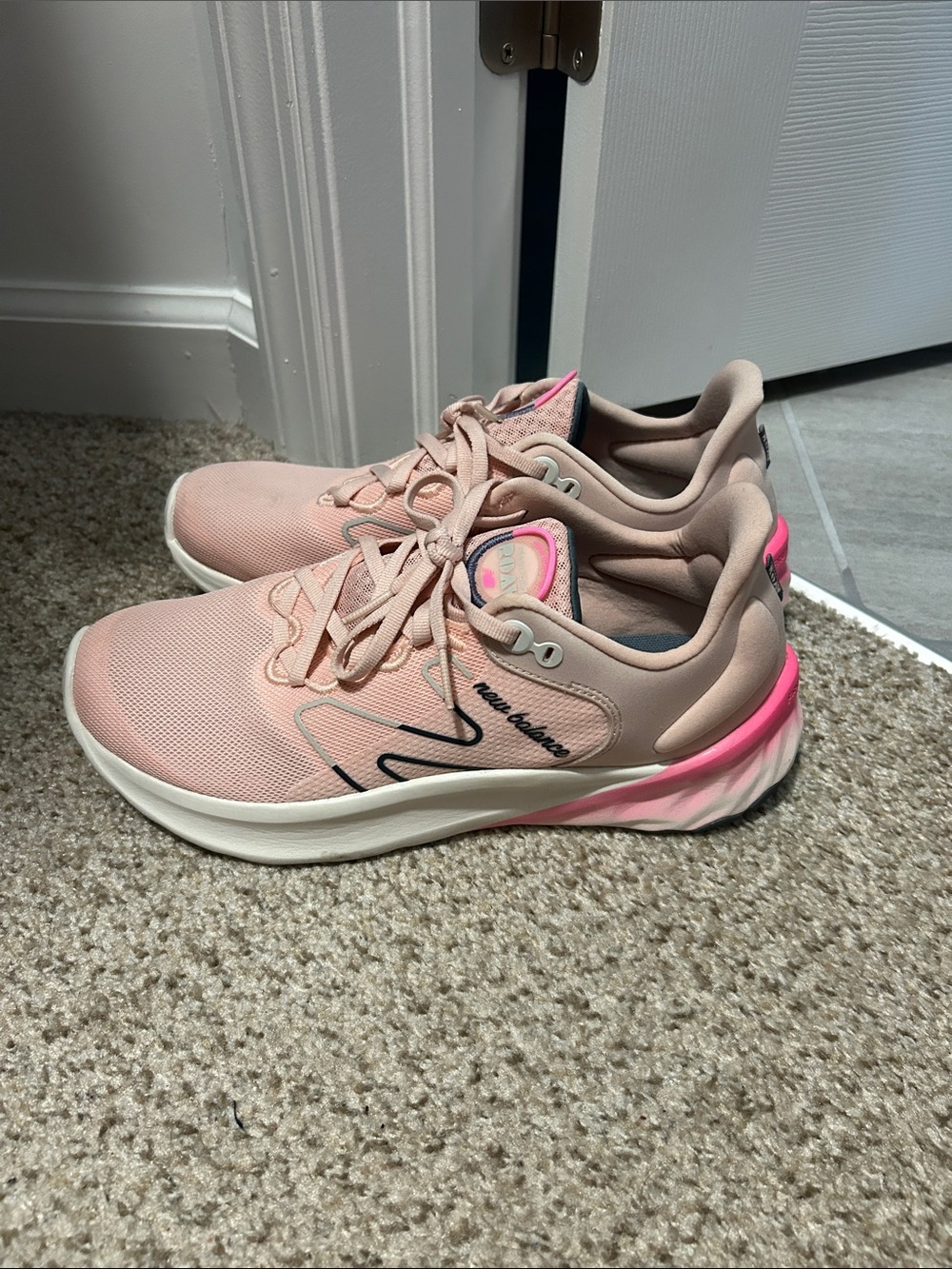 New Balance Women's Blush Pink Athletic Sneakers with Hot Pink Accents